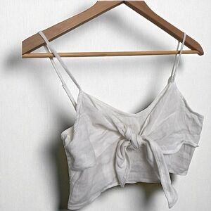 NWT AERIE White Tie-Front Crop Top | Minimalist Summer Cami M